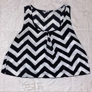 Black and white chevron flowy crop top